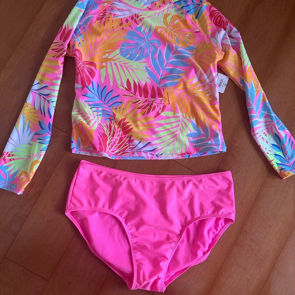 Vibrant Tropical Kids Rashguard Set-Plus Size Girls 20.5P